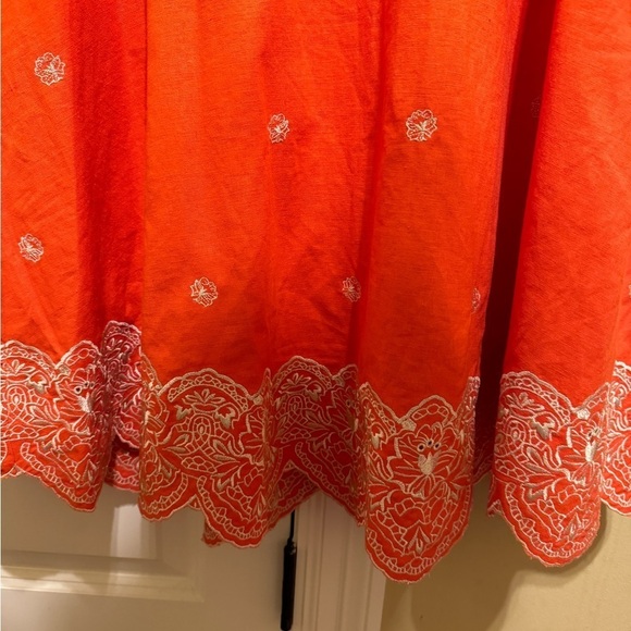 Coldwater Creek Dress Orange White Embroidery Size 8 - Picture 4 of 9